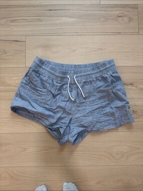Athleta Light Blue Drawstring Cabo Linen 4in Shorts